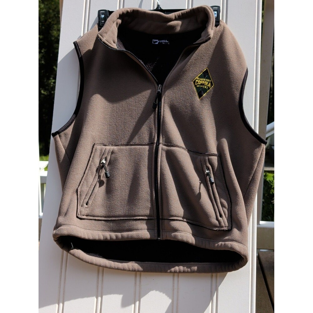 Fossa Apparel Fleece Vest Beige Full Zip Francis Ford Coppola Winery Logo Men...